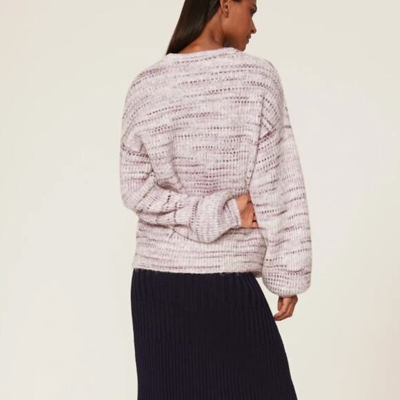 Splendid Purple Oversized Sweater LARGE Space Dye Soft Wool Crew Designer $178 - Picture 4 of 8